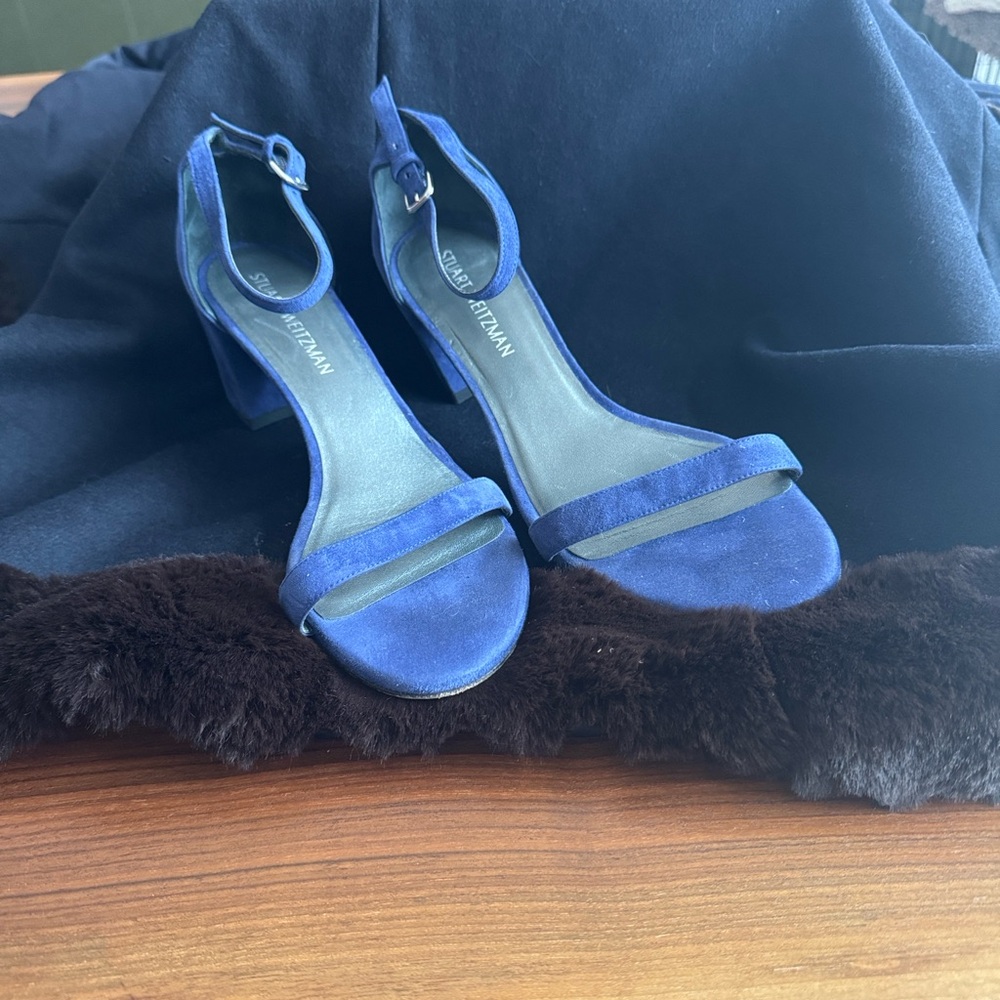 Stuart Weitzman Blue Suede Women's Ankle Strap Heels -Size 9.5